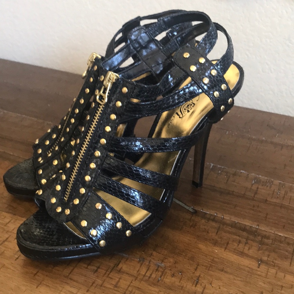 Wild Rose snakeskin studded heels